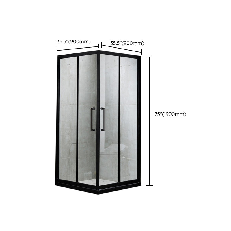 Tempered Glass Framed Shower Enclosure Clear Black Shower Stall Clearhalo 'Bathroom Remodel & Bathroom Fixtures' 'Home Improvement' 'home_improvement' 'home_improvement_shower_stalls_enclosures' 'Shower Stalls & Enclosures' 'shower_stalls_enclosures' 'Showers & Bathtubs' 7161133