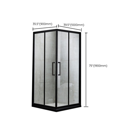 Tempered Glass Framed Shower Enclosure Clear Black Shower Stall Clearhalo 'Bathroom Remodel & Bathroom Fixtures' 'Home Improvement' 'home_improvement' 'home_improvement_shower_stalls_enclosures' 'Shower Stalls & Enclosures' 'shower_stalls_enclosures' 'Showers & Bathtubs' 7161140