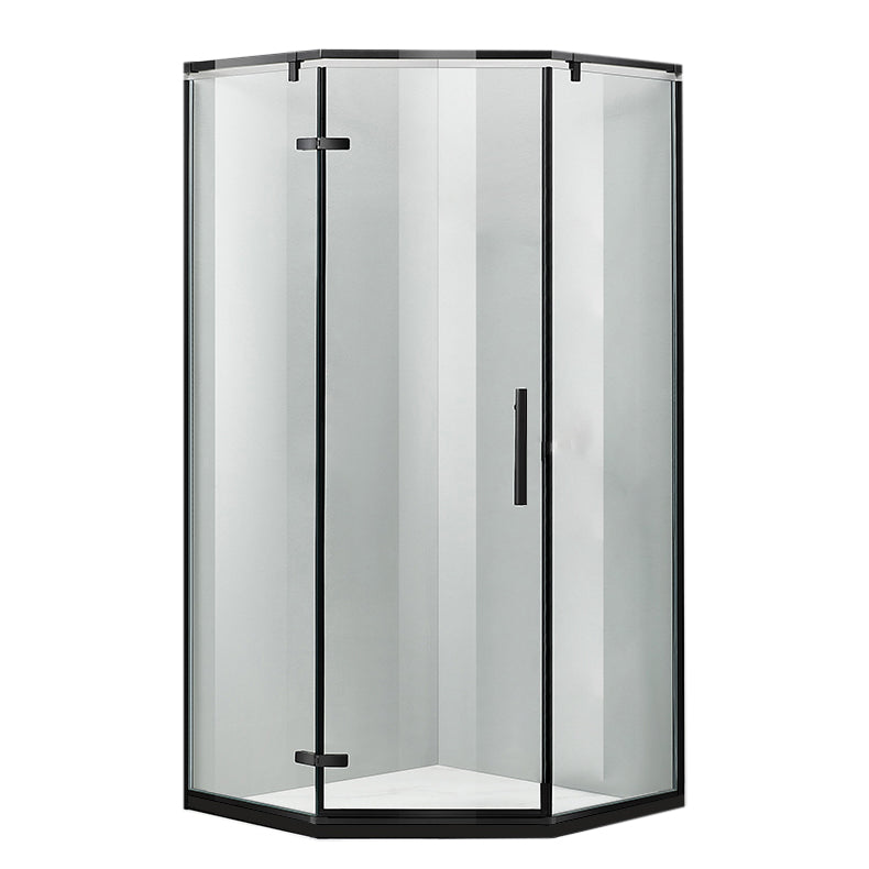 Modern Style Neo-Angle Shower Enclosure Clear Glass Framed Shower Stall Black Clearhalo 'Bathroom Remodel & Bathroom Fixtures' 'Home Improvement' 'home_improvement' 'home_improvement_shower_stalls_enclosures' 'Shower Stalls & Enclosures' 'shower_stalls_enclosures' 'Showers & Bathtubs' 7161151