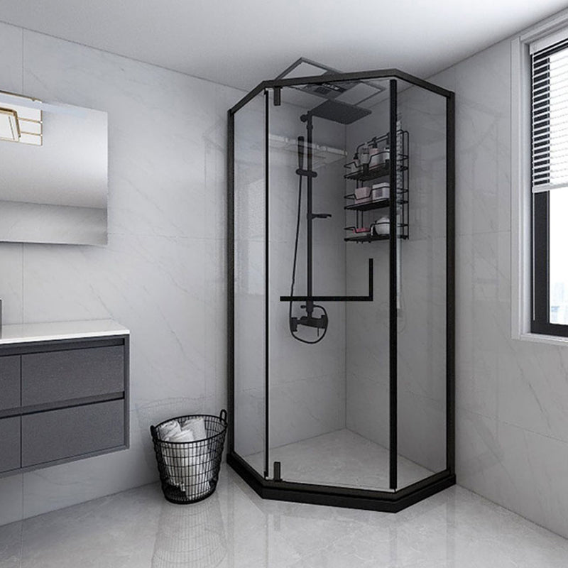 Neo-Angle 304 Stainless Steel Shower Enclosure with Single Door Handle Left Black Clearhalo 'Bathroom Remodel & Bathroom Fixtures' 'Home Improvement' 'home_improvement' 'home_improvement_shower_stalls_enclosures' 'Shower Stalls & Enclosures' 'shower_stalls_enclosures' 'Showers & Bathtubs' 7161192