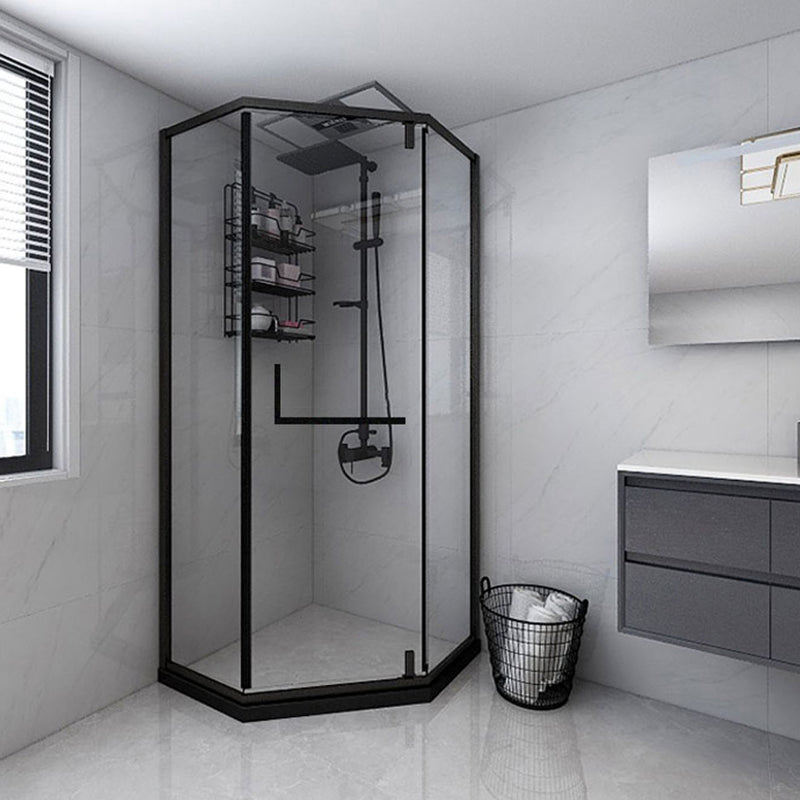 Neo-Angle 304 Stainless Steel Shower Enclosure with Single Door Handle Right Black Clearhalo 'Bathroom Remodel & Bathroom Fixtures' 'Home Improvement' 'home_improvement' 'home_improvement_shower_stalls_enclosures' 'Shower Stalls & Enclosures' 'shower_stalls_enclosures' 'Showers & Bathtubs' 7161193