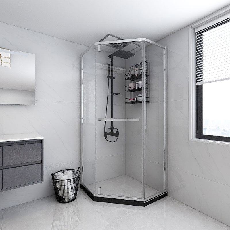 Neo-Angle 304 Stainless Steel Shower Enclosure with Single Door Handle Left Silver Clearhalo 'Bathroom Remodel & Bathroom Fixtures' 'Home Improvement' 'home_improvement' 'home_improvement_shower_stalls_enclosures' 'Shower Stalls & Enclosures' 'shower_stalls_enclosures' 'Showers & Bathtubs' 7161194