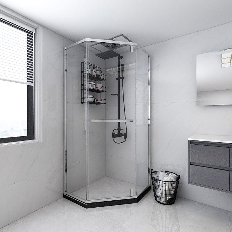 Neo-Angle 304 Stainless Steel Shower Enclosure with Single Door Handle Right Silver Clearhalo 'Bathroom Remodel & Bathroom Fixtures' 'Home Improvement' 'home_improvement' 'home_improvement_shower_stalls_enclosures' 'Shower Stalls & Enclosures' 'shower_stalls_enclosures' 'Showers & Bathtubs' 7161195