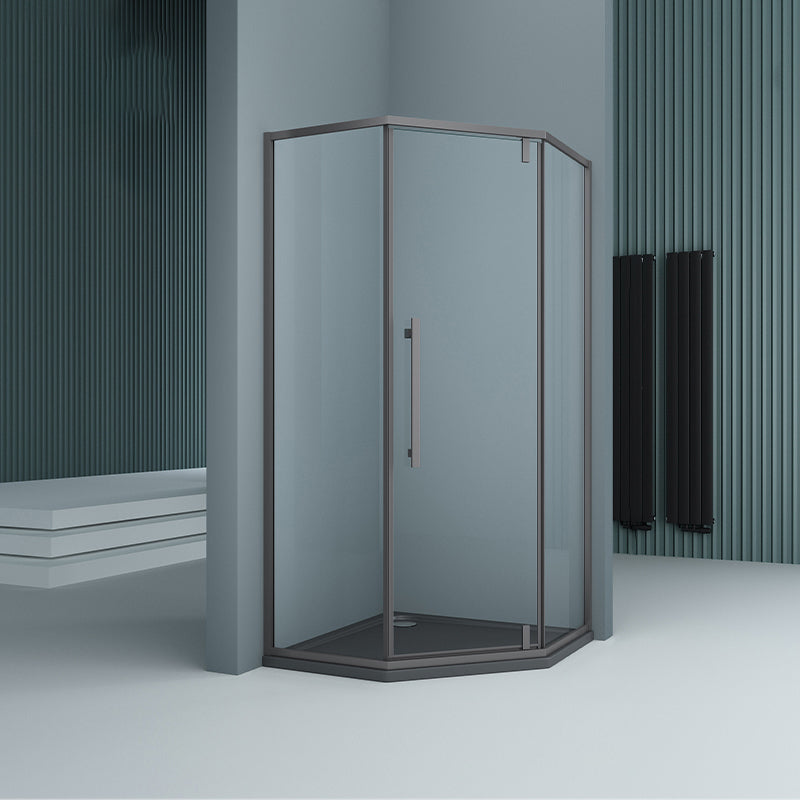 304 Stainless Steel Frame Shower Enclosure Neo-Angle Tempered Glass Shower Stall Right Gray Clearhalo 'Bathroom Remodel & Bathroom Fixtures' 'Home Improvement' 'home_improvement' 'home_improvement_shower_stalls_enclosures' 'Shower Stalls & Enclosures' 'shower_stalls_enclosures' 'Showers & Bathtubs' 7161225