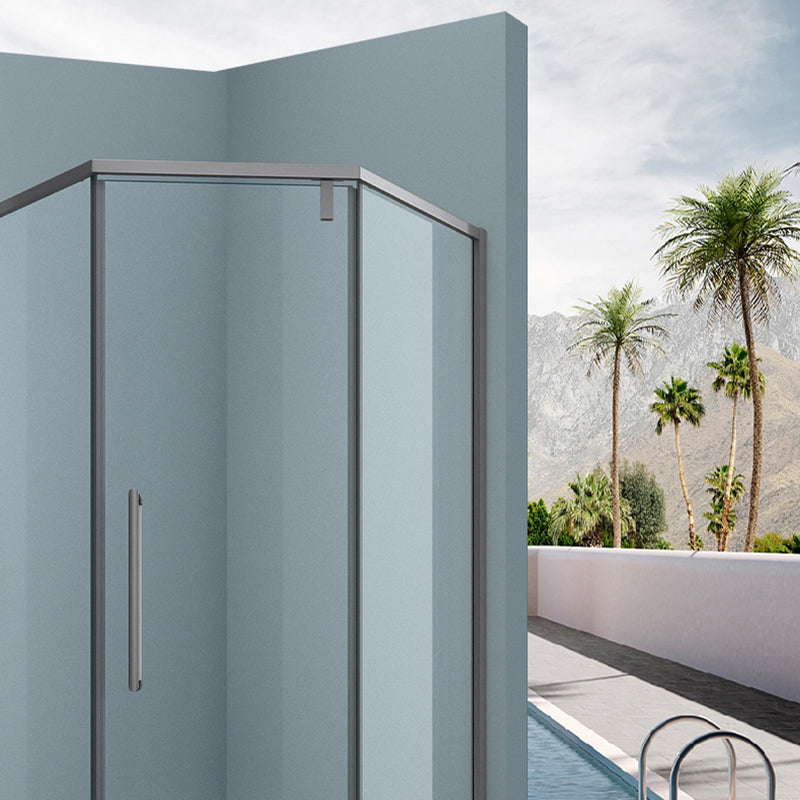 304 Stainless Steel Frame Shower Enclosure Neo-Angle Tempered Glass Shower Stall Clearhalo 'Bathroom Remodel & Bathroom Fixtures' 'Home Improvement' 'home_improvement' 'home_improvement_shower_stalls_enclosures' 'Shower Stalls & Enclosures' 'shower_stalls_enclosures' 'Showers & Bathtubs' 7161237