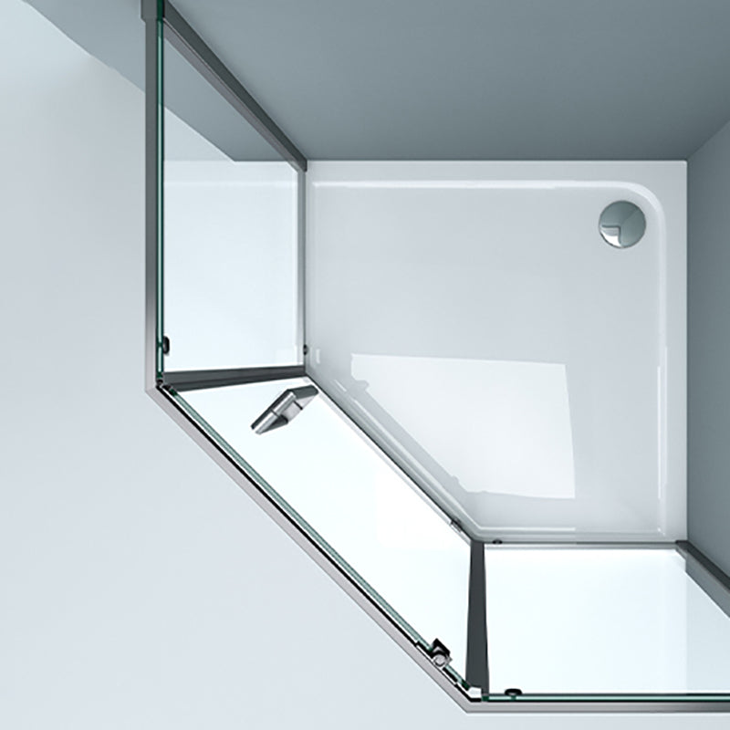 304 Stainless Steel Frame Shower Enclosure Neo-Angle Tempered Glass Shower Stall Clearhalo 'Bathroom Remodel & Bathroom Fixtures' 'Home Improvement' 'home_improvement' 'home_improvement_shower_stalls_enclosures' 'Shower Stalls & Enclosures' 'shower_stalls_enclosures' 'Showers & Bathtubs' 7161238