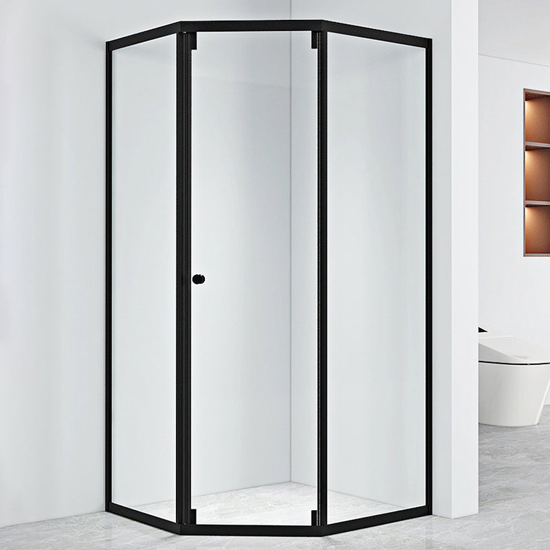 Black Framed Shower Enclosure Corner Single Sliding Shower Stall With Door Handles Right Clearhalo 'Bathroom Remodel & Bathroom Fixtures' 'Home Improvement' 'home_improvement' 'home_improvement_shower_stalls_enclosures' 'Shower Stalls & Enclosures' 'shower_stalls_enclosures' 'Showers & Bathtubs' 7161251