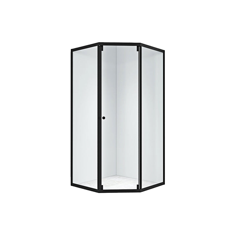 Black Framed Shower Enclosure Corner Single Sliding Shower Stall With Door Handles Clearhalo 'Bathroom Remodel & Bathroom Fixtures' 'Home Improvement' 'home_improvement' 'home_improvement_shower_stalls_enclosures' 'Shower Stalls & Enclosures' 'shower_stalls_enclosures' 'Showers & Bathtubs' 7161256