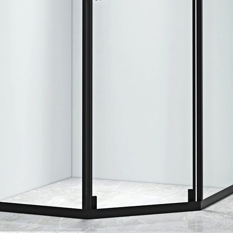 Black Framed Shower Enclosure Corner Single Sliding Shower Stall With Door Handles Clearhalo 'Bathroom Remodel & Bathroom Fixtures' 'Home Improvement' 'home_improvement' 'home_improvement_shower_stalls_enclosures' 'Shower Stalls & Enclosures' 'shower_stalls_enclosures' 'Showers & Bathtubs' 7161259