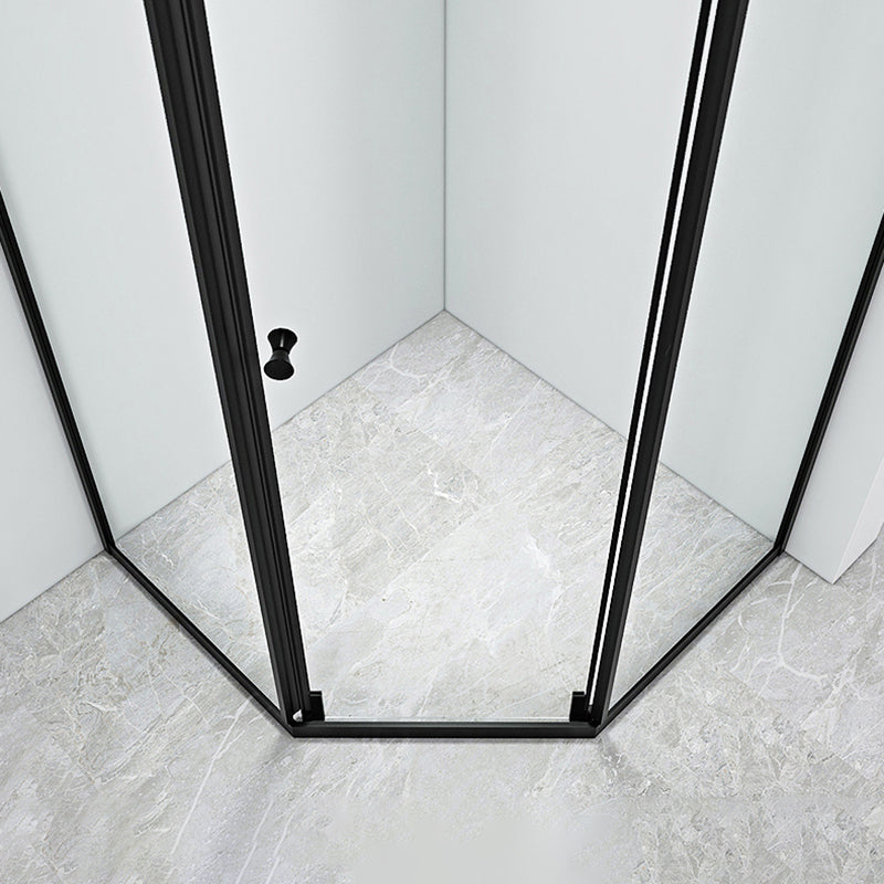 Black Framed Shower Enclosure Corner Single Sliding Shower Stall With Door Handles Clearhalo 'Bathroom Remodel & Bathroom Fixtures' 'Home Improvement' 'home_improvement' 'home_improvement_shower_stalls_enclosures' 'Shower Stalls & Enclosures' 'shower_stalls_enclosures' 'Showers & Bathtubs' 7161260