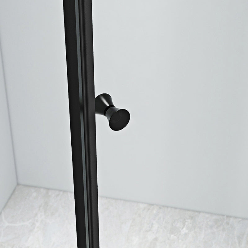 Black Framed Shower Enclosure Corner Single Sliding Shower Stall With Door Handles Clearhalo 'Bathroom Remodel & Bathroom Fixtures' 'Home Improvement' 'home_improvement' 'home_improvement_shower_stalls_enclosures' 'Shower Stalls & Enclosures' 'shower_stalls_enclosures' 'Showers & Bathtubs' 7161262