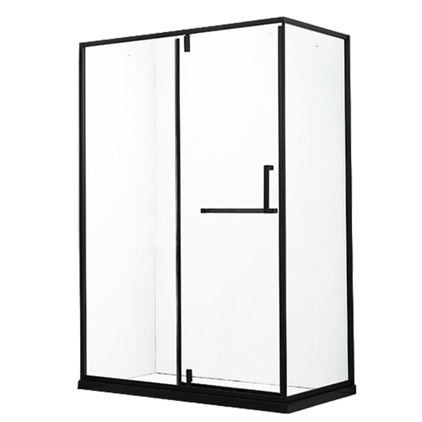 Black Rectangle Shower Enclosure Clear Tempered Glass Shower Enclosure Left Clearhalo 'Bathroom Remodel & Bathroom Fixtures' 'Home Improvement' 'home_improvement' 'home_improvement_shower_stalls_enclosures' 'Shower Stalls & Enclosures' 'shower_stalls_enclosures' 'Showers & Bathtubs' 7161278
