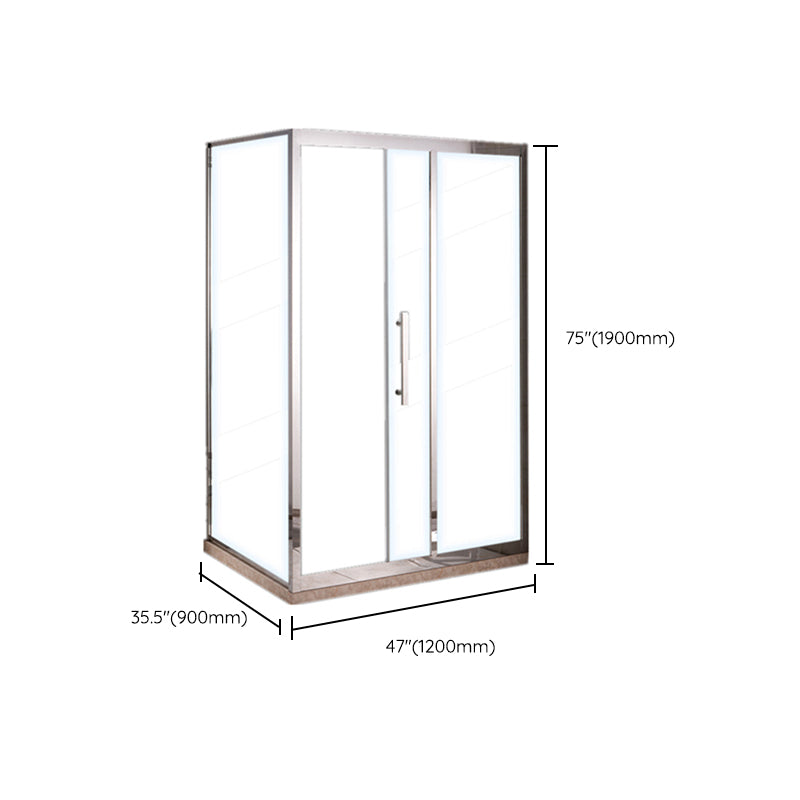 Silver Rectangle Shower Stall Clear Tempered Glass Shower Enclosure Clearhalo 'Bathroom Remodel & Bathroom Fixtures' 'Home Improvement' 'home_improvement' 'home_improvement_shower_stalls_enclosures' 'Shower Stalls & Enclosures' 'shower_stalls_enclosures' 'Showers & Bathtubs' 7161302