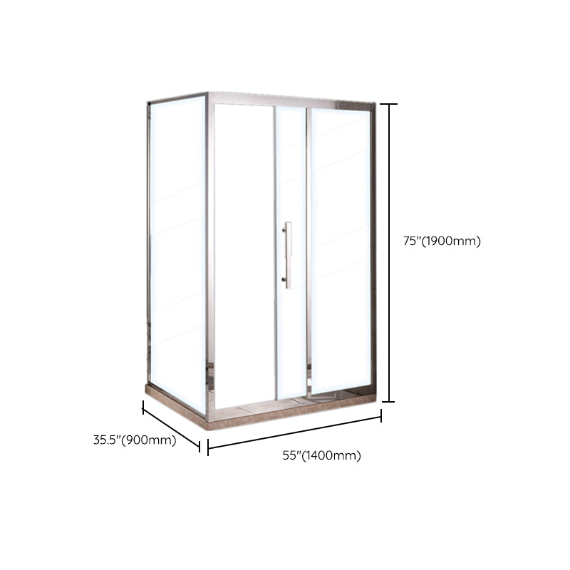 Silver Rectangle Shower Stall Clear Tempered Glass Shower Enclosure Clearhalo 'Bathroom Remodel & Bathroom Fixtures' 'Home Improvement' 'home_improvement' 'home_improvement_shower_stalls_enclosures' 'Shower Stalls & Enclosures' 'shower_stalls_enclosures' 'Showers & Bathtubs' 7161303