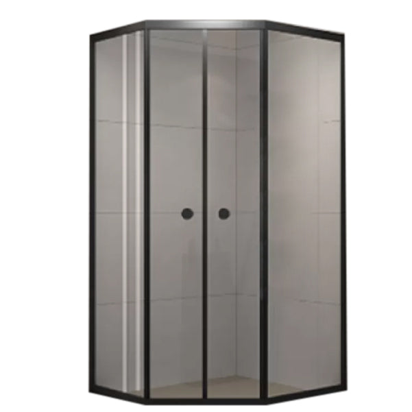 Neo-Angle Clear Tempered Shower Enclosure Framed Double Sliding Shower Kit Symmetrical Clearhalo 'Bathroom Remodel & Bathroom Fixtures' 'Home Improvement' 'home_improvement' 'home_improvement_shower_stalls_enclosures' 'Shower Stalls & Enclosures' 'shower_stalls_enclosures' 'Showers & Bathtubs' 7161310