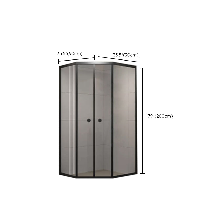 Neo-Angle Clear Tempered Shower Enclosure Framed Double Sliding Shower Kit Clearhalo 'Bathroom Remodel & Bathroom Fixtures' 'Home Improvement' 'home_improvement' 'home_improvement_shower_stalls_enclosures' 'Shower Stalls & Enclosures' 'shower_stalls_enclosures' 'Showers & Bathtubs' 7161318