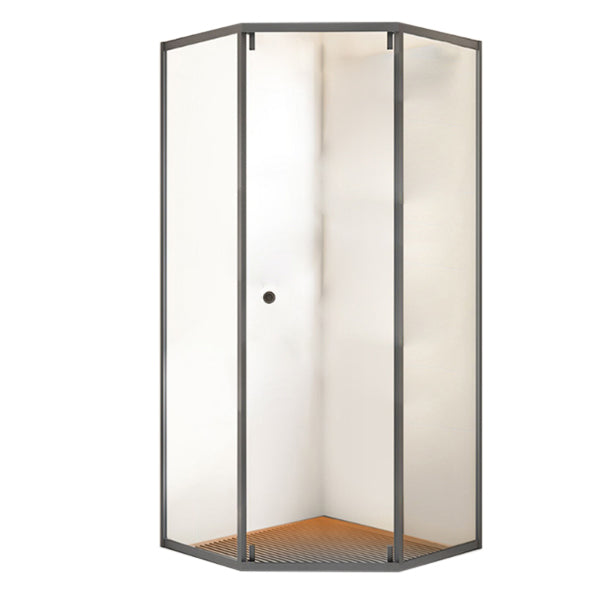 Neo-Angle Transparent Tempered Shower Enclosure Stainless Steel Frame Shower Stall Right Gray Clearhalo 'Bathroom Remodel & Bathroom Fixtures' 'Home Improvement' 'home_improvement' 'home_improvement_shower_stalls_enclosures' 'Shower Stalls & Enclosures' 'shower_stalls_enclosures' 'Showers & Bathtubs' 7161340