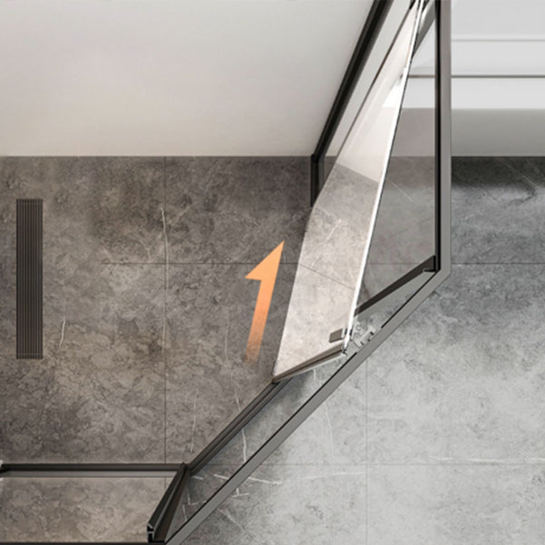 Neo-Angle Transparent Tempered Shower Enclosure Stainless Steel Frame Shower Stall Clearhalo 'Bathroom Remodel & Bathroom Fixtures' 'Home Improvement' 'home_improvement' 'home_improvement_shower_stalls_enclosures' 'Shower Stalls & Enclosures' 'shower_stalls_enclosures' 'Showers & Bathtubs' 7161344