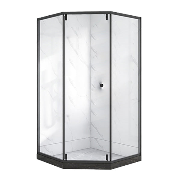 Neo-Angle Black Frame Shower Enclosure Tempered Glass Shower Stall with Fixed Panel Left Clearhalo 'Bathroom Remodel & Bathroom Fixtures' 'Home Improvement' 'home_improvement' 'home_improvement_shower_stalls_enclosures' 'Shower Stalls & Enclosures' 'shower_stalls_enclosures' 'Showers & Bathtubs' 7161361