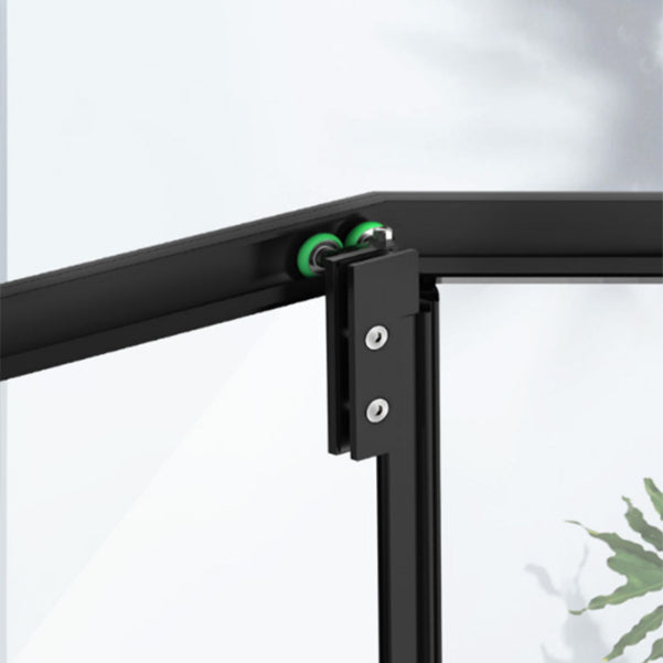 Neo-Angle Black Frame Shower Enclosure Tempered Glass Shower Stall with Fixed Panel Clearhalo 'Bathroom Remodel & Bathroom Fixtures' 'Home Improvement' 'home_improvement' 'home_improvement_shower_stalls_enclosures' 'Shower Stalls & Enclosures' 'shower_stalls_enclosures' 'Showers & Bathtubs' 7161368