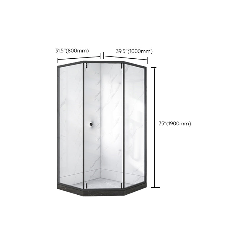 Neo-Angle Black Frame Shower Enclosure Tempered Glass Shower Stall with Fixed Panel Clearhalo 'Bathroom Remodel & Bathroom Fixtures' 'Home Improvement' 'home_improvement' 'home_improvement_shower_stalls_enclosures' 'Shower Stalls & Enclosures' 'shower_stalls_enclosures' 'Showers & Bathtubs' 7161372