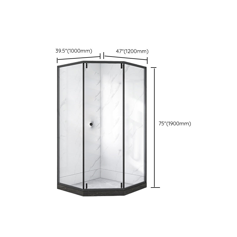 Neo-Angle Black Frame Shower Enclosure Tempered Glass Shower Stall with Fixed Panel Clearhalo 'Bathroom Remodel & Bathroom Fixtures' 'Home Improvement' 'home_improvement' 'home_improvement_shower_stalls_enclosures' 'Shower Stalls & Enclosures' 'shower_stalls_enclosures' 'Showers & Bathtubs' 7161377