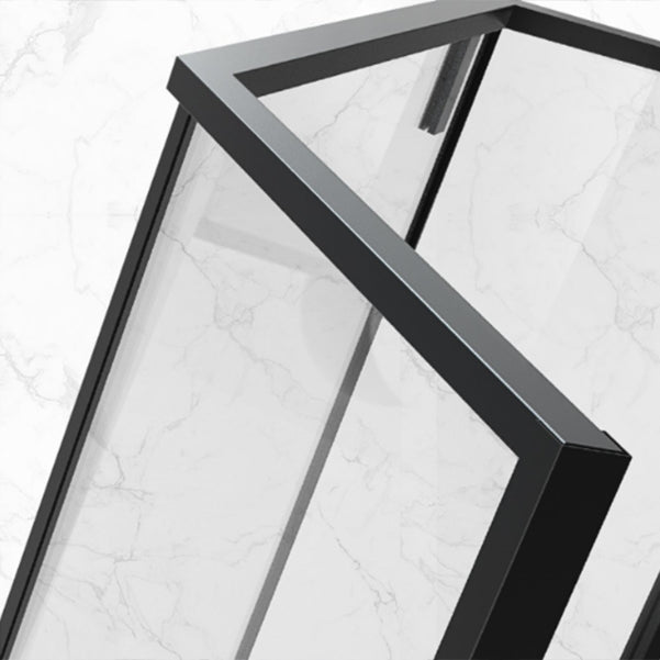 Single Sliding Neo-Angle Shower Enclosure Tempered Glass Stainless Steel Shower Stall Clearhalo 'Bathroom Remodel & Bathroom Fixtures' 'Home Improvement' 'home_improvement' 'home_improvement_shower_stalls_enclosures' 'Shower Stalls & Enclosures' 'shower_stalls_enclosures' 'Showers & Bathtubs' 7161385