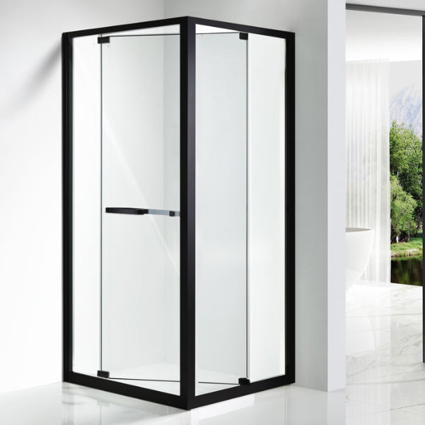 Rectangle Shower Enclosure Matt Black Tempered Glass Shower Enclosure Clearhalo 'Bathroom Remodel & Bathroom Fixtures' 'Home Improvement' 'home_improvement' 'home_improvement_shower_stalls_enclosures' 'Shower Stalls & Enclosures' 'shower_stalls_enclosures' 'Showers & Bathtubs' 7161401