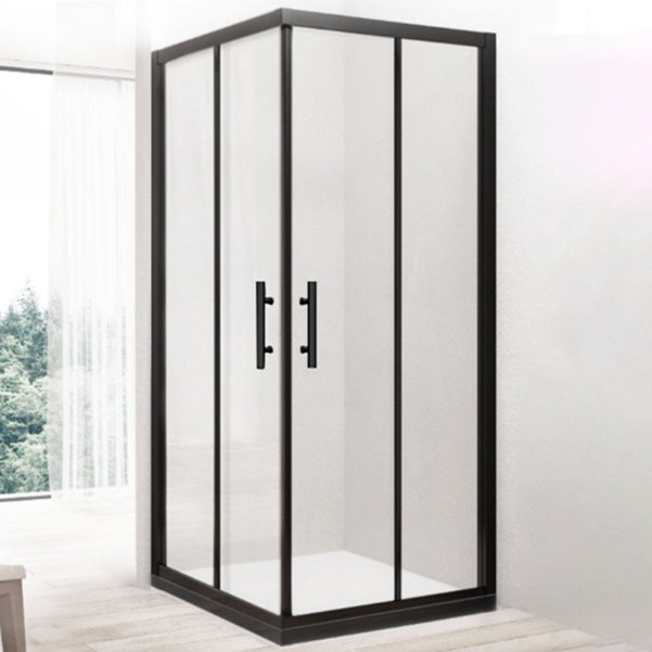 Double Sliding Shower Enclosure Framed Clear Tempered Glass Shower Enclosure Clearhalo 'Bathroom Remodel & Bathroom Fixtures' 'Home Improvement' 'home_improvement' 'home_improvement_shower_stalls_enclosures' 'Shower Stalls & Enclosures' 'shower_stalls_enclosures' 'Showers & Bathtubs' 7161417