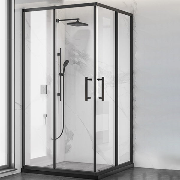 Double Sliding Shower Enclosure Framed Clear Tempered Glass Shower Enclosure Clearhalo 'Bathroom Remodel & Bathroom Fixtures' 'Home Improvement' 'home_improvement' 'home_improvement_shower_stalls_enclosures' 'Shower Stalls & Enclosures' 'shower_stalls_enclosures' 'Showers & Bathtubs' 7161420