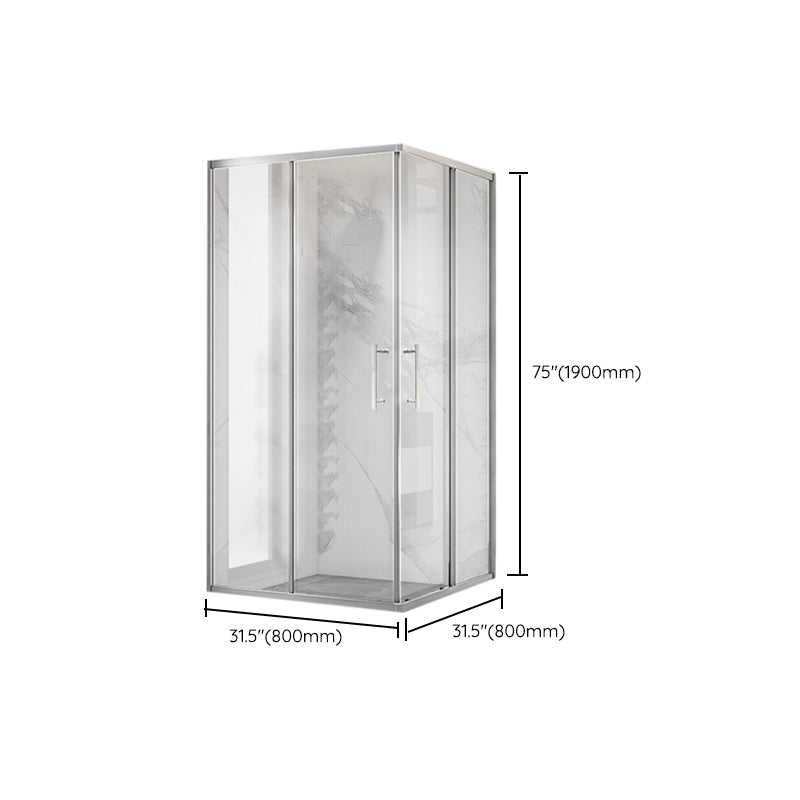 Double Sliding Shower Enclosure Framed Clear Tempered Glass Shower Enclosure Clearhalo 'Bathroom Remodel & Bathroom Fixtures' 'Home Improvement' 'home_improvement' 'home_improvement_shower_stalls_enclosures' 'Shower Stalls & Enclosures' 'shower_stalls_enclosures' 'Showers & Bathtubs' 7161428