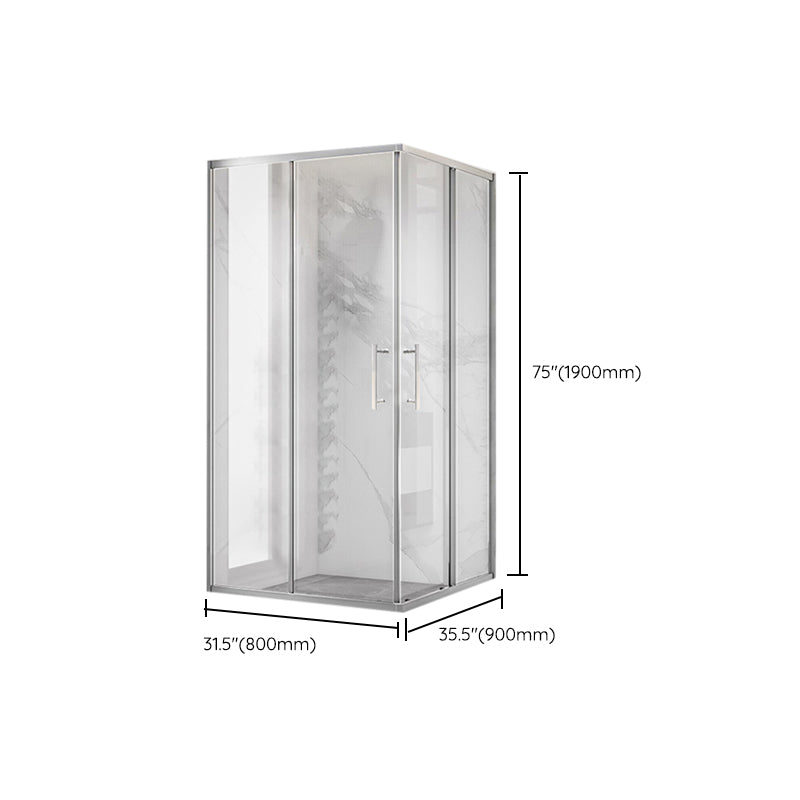 Double Sliding Shower Enclosure Framed Clear Tempered Glass Shower Enclosure Clearhalo 'Bathroom Remodel & Bathroom Fixtures' 'Home Improvement' 'home_improvement' 'home_improvement_shower_stalls_enclosures' 'Shower Stalls & Enclosures' 'shower_stalls_enclosures' 'Showers & Bathtubs' 7161429
