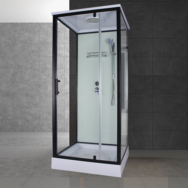 Tempered Glass Shower Stall Home Shower Stall with Towel Bar and Rain Shower Clearhalo 'Bathroom Remodel & Bathroom Fixtures' 'Home Improvement' 'home_improvement' 'home_improvement_shower_stalls_enclosures' 'Shower Stalls & Enclosures' 'shower_stalls_enclosures' 'Showers & Bathtubs' 7161444