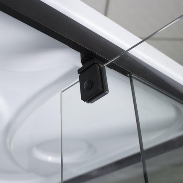 Tempered Glass Shower Stall Home Shower Stall with Towel Bar and Rain Shower Clearhalo 'Bathroom Remodel & Bathroom Fixtures' 'Home Improvement' 'home_improvement' 'home_improvement_shower_stalls_enclosures' 'Shower Stalls & Enclosures' 'shower_stalls_enclosures' 'Showers & Bathtubs' 7161453