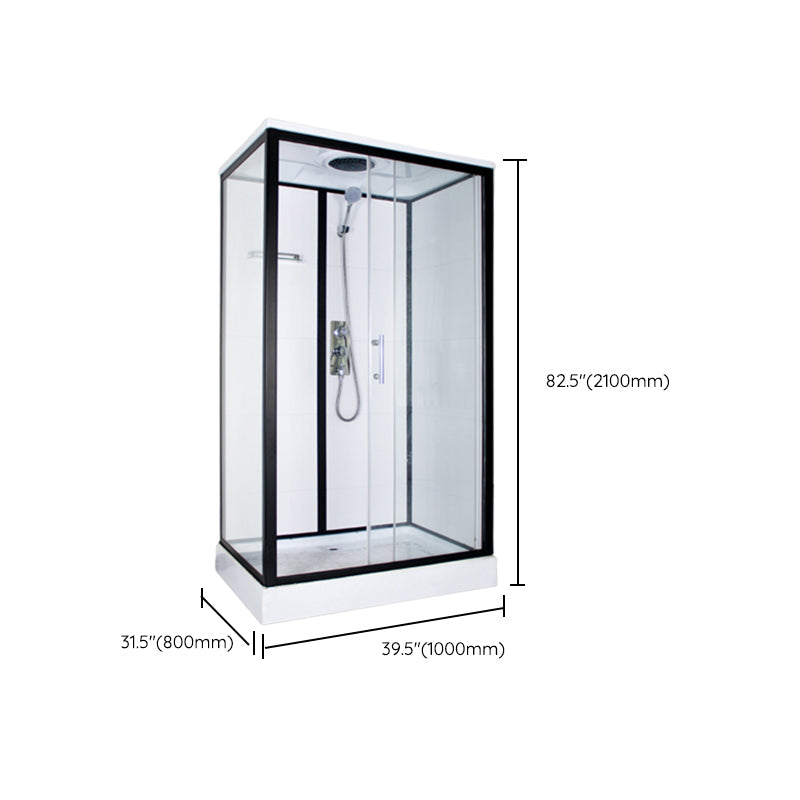 Tempered Glass Shower Stall Home Shower Stall with Towel Bar and Rain Shower Clearhalo 'Bathroom Remodel & Bathroom Fixtures' 'Home Improvement' 'home_improvement' 'home_improvement_shower_stalls_enclosures' 'Shower Stalls & Enclosures' 'shower_stalls_enclosures' 'Showers & Bathtubs' 7161459