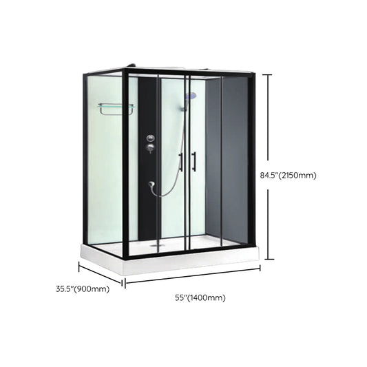 Tempered Glass Shower Stall Home Shower Stall with Towel Bar and Rain Shower Clearhalo 'Bathroom Remodel & Bathroom Fixtures' 'Home Improvement' 'home_improvement' 'home_improvement_shower_stalls_enclosures' 'Shower Stalls & Enclosures' 'shower_stalls_enclosures' 'Showers & Bathtubs' 7161463
