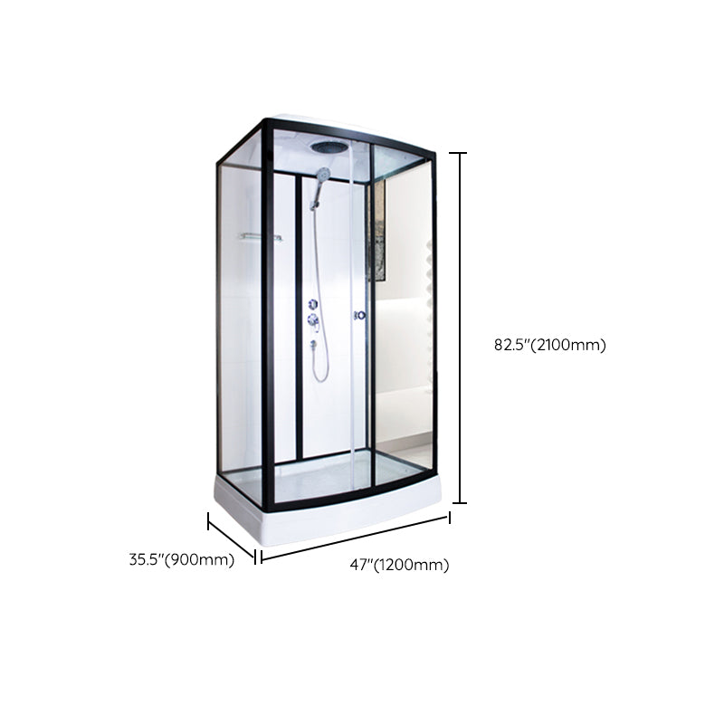 Tempered Glass Shower Stall Home Shower Stall with Towel Bar and Rain Shower Clearhalo 'Bathroom Remodel & Bathroom Fixtures' 'Home Improvement' 'home_improvement' 'home_improvement_shower_stalls_enclosures' 'Shower Stalls & Enclosures' 'shower_stalls_enclosures' 'Showers & Bathtubs' 7161468