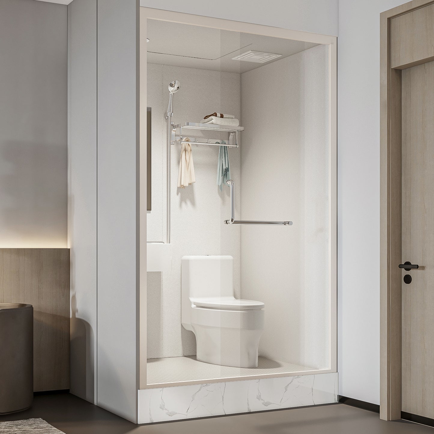 Home Shower Stall Rectangle Shower Stall with Faucet and Rain Shower Clearhalo 'Bathroom Remodel & Bathroom Fixtures' 'Home Improvement' 'home_improvement' 'home_improvement_shower_stalls_enclosures' 'Shower Stalls & Enclosures' 'shower_stalls_enclosures' 'Showers & Bathtubs' 7161470