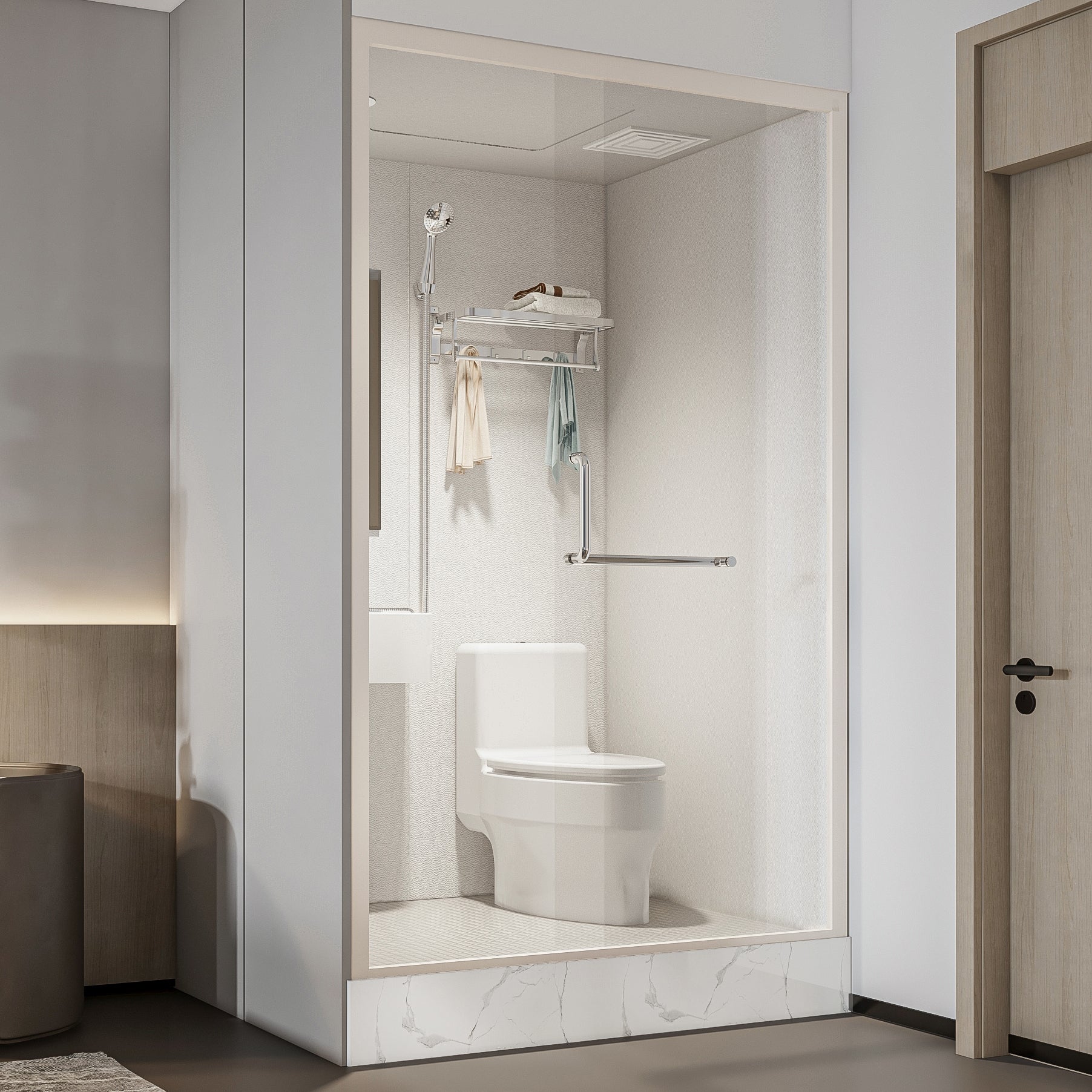 Home Shower Stall Rectangle Shower Stall with Faucet and Rain Shower Clearhalo 'Bathroom Remodel & Bathroom Fixtures' 'Home Improvement' 'home_improvement' 'home_improvement_shower_stalls_enclosures' 'Shower Stalls & Enclosures' 'shower_stalls_enclosures' 'Showers & Bathtubs' 7161470