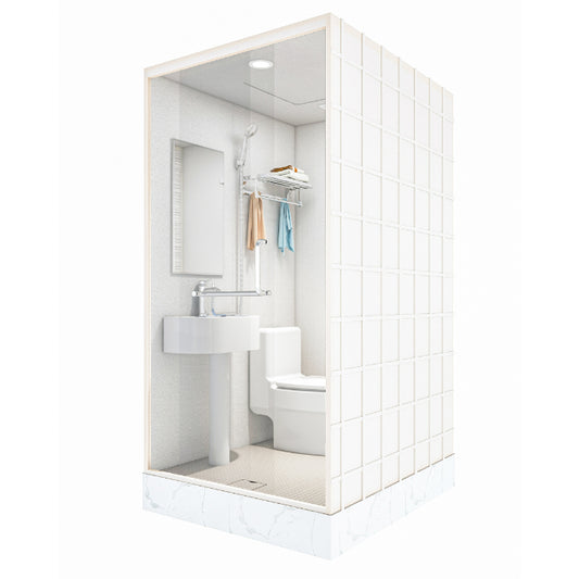 Home Shower Stall Rectangle Shower Stall with Faucet and Rain Shower Clearhalo 'Bathroom Remodel & Bathroom Fixtures' 'Home Improvement' 'home_improvement' 'home_improvement_shower_stalls_enclosures' 'Shower Stalls & Enclosures' 'shower_stalls_enclosures' 'Showers & Bathtubs' 7161476
