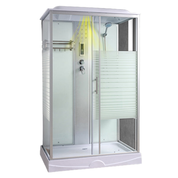 Rectangle Shower Stall Tempered Glass Shower Stall with Towel Bar 31"L x 47"W x 87"H Lamp Exhaust Fan Yes Clearhalo 'Bathroom Remodel & Bathroom Fixtures' 'Home Improvement' 'home_improvement' 'home_improvement_shower_stalls_enclosures' 'Shower Stalls & Enclosures' 'shower_stalls_enclosures' 'Showers & Bathtubs' 7161483