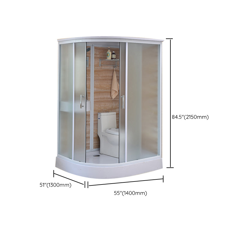 Double Sliding Shower Stall Tempered Glass Shower Stall with Hand Shower Clearhalo 'Bathroom Remodel & Bathroom Fixtures' 'Home Improvement' 'home_improvement' 'home_improvement_shower_stalls_enclosures' 'Shower Stalls & Enclosures' 'shower_stalls_enclosures' 'Showers & Bathtubs' 7161504