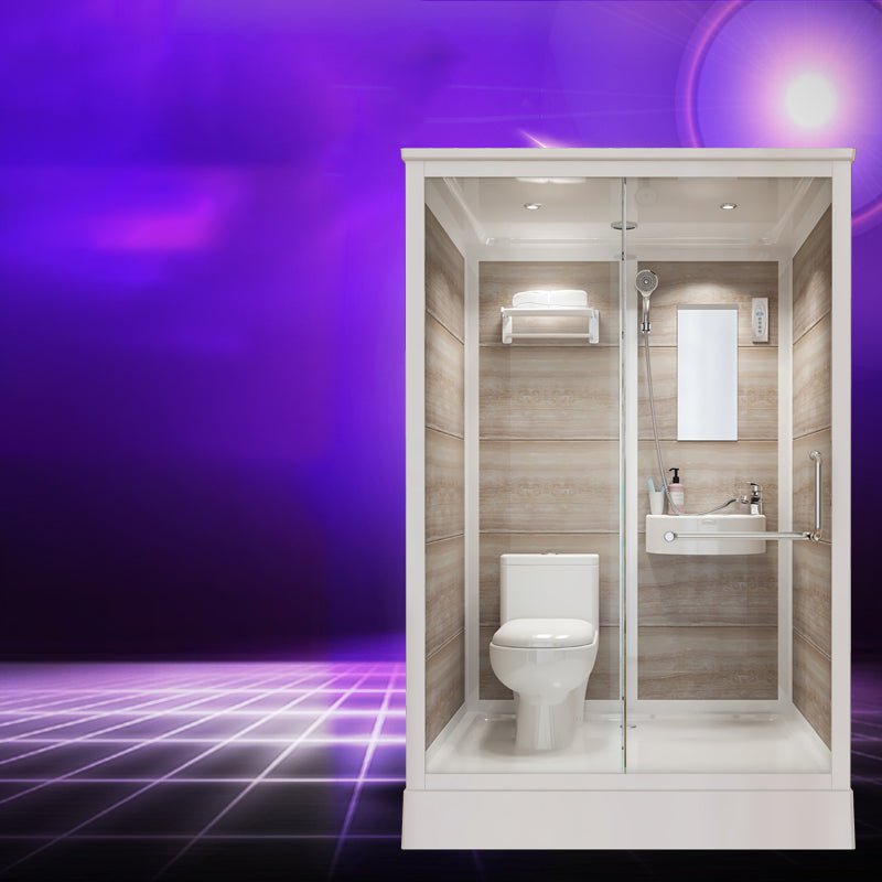 Single Sliding Shower Stall Rectangle Shower Stall with Towel Bar Clearhalo 'Bathroom Remodel & Bathroom Fixtures' 'Home Improvement' 'home_improvement' 'home_improvement_shower_stalls_enclosures' 'Shower Stalls & Enclosures' 'shower_stalls_enclosures' 'Showers & Bathtubs' 7161505