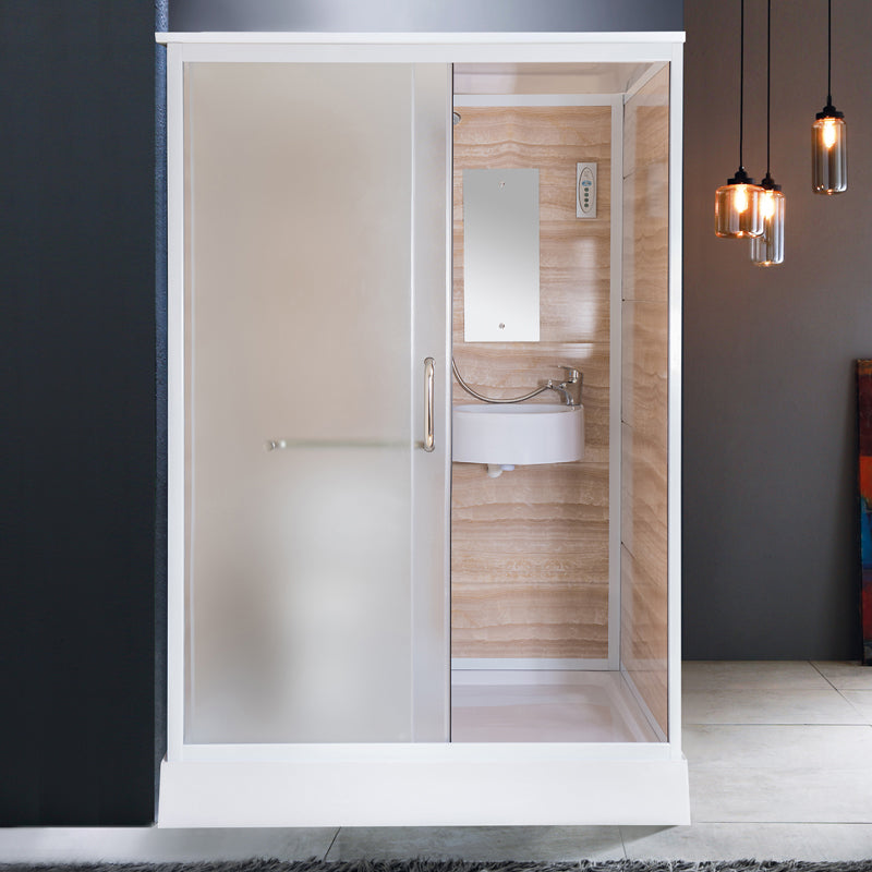Single Sliding Shower Stall Rectangle Shower Stall with Towel Bar Clearhalo 'Bathroom Remodel & Bathroom Fixtures' 'Home Improvement' 'home_improvement' 'home_improvement_shower_stalls_enclosures' 'Shower Stalls & Enclosures' 'shower_stalls_enclosures' 'Showers & Bathtubs' 7161508