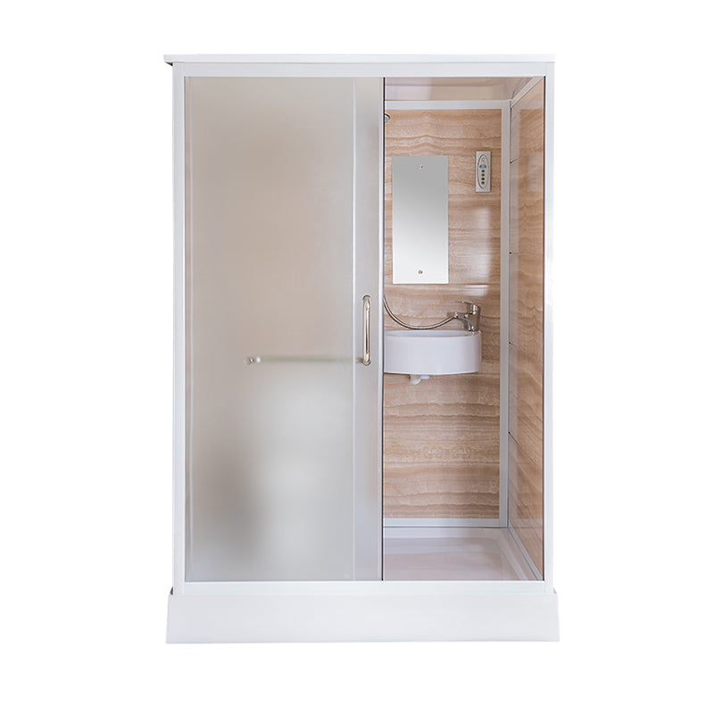 Single Sliding Shower Stall Rectangle Shower Stall with Towel Bar Clearhalo 'Bathroom Remodel & Bathroom Fixtures' 'Home Improvement' 'home_improvement' 'home_improvement_shower_stalls_enclosures' 'Shower Stalls & Enclosures' 'shower_stalls_enclosures' 'Showers & Bathtubs' 7161509