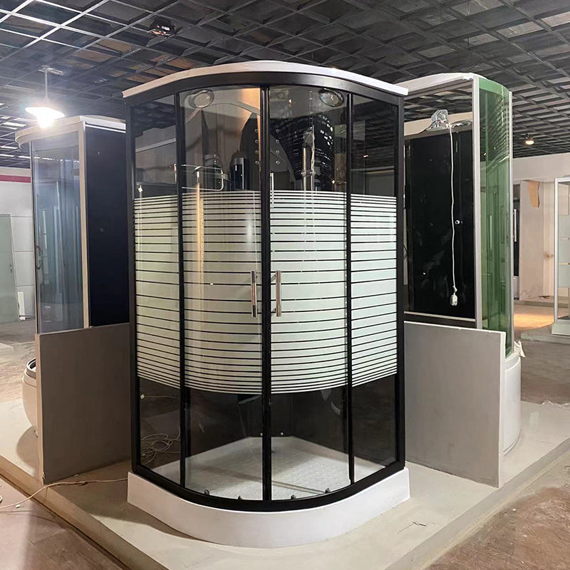 Rounded Shower Stall Double Sliding Shower Stall with Towel Bar Clearhalo 'Bathroom Remodel & Bathroom Fixtures' 'Home Improvement' 'home_improvement' 'home_improvement_shower_stalls_enclosures' 'Shower Stalls & Enclosures' 'shower_stalls_enclosures' 'Showers & Bathtubs' 7161517