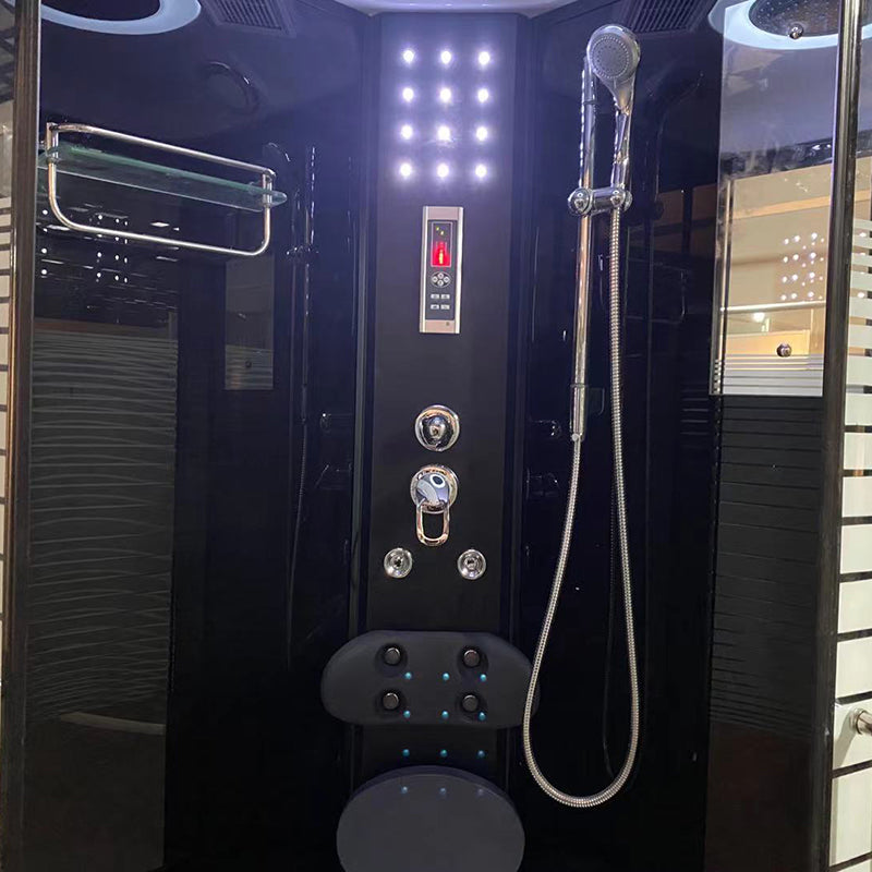 Rounded Shower Stall Double Sliding Shower Stall with Towel Bar Clearhalo 'Bathroom Remodel & Bathroom Fixtures' 'Home Improvement' 'home_improvement' 'home_improvement_shower_stalls_enclosures' 'Shower Stalls & Enclosures' 'shower_stalls_enclosures' 'Showers & Bathtubs' 7161521