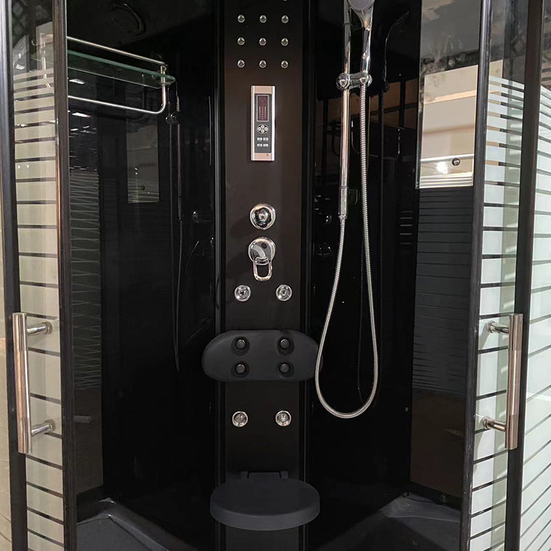 Rounded Shower Stall Double Sliding Shower Stall with Towel Bar Clearhalo 'Bathroom Remodel & Bathroom Fixtures' 'Home Improvement' 'home_improvement' 'home_improvement_shower_stalls_enclosures' 'Shower Stalls & Enclosures' 'shower_stalls_enclosures' 'Showers & Bathtubs' 7161524