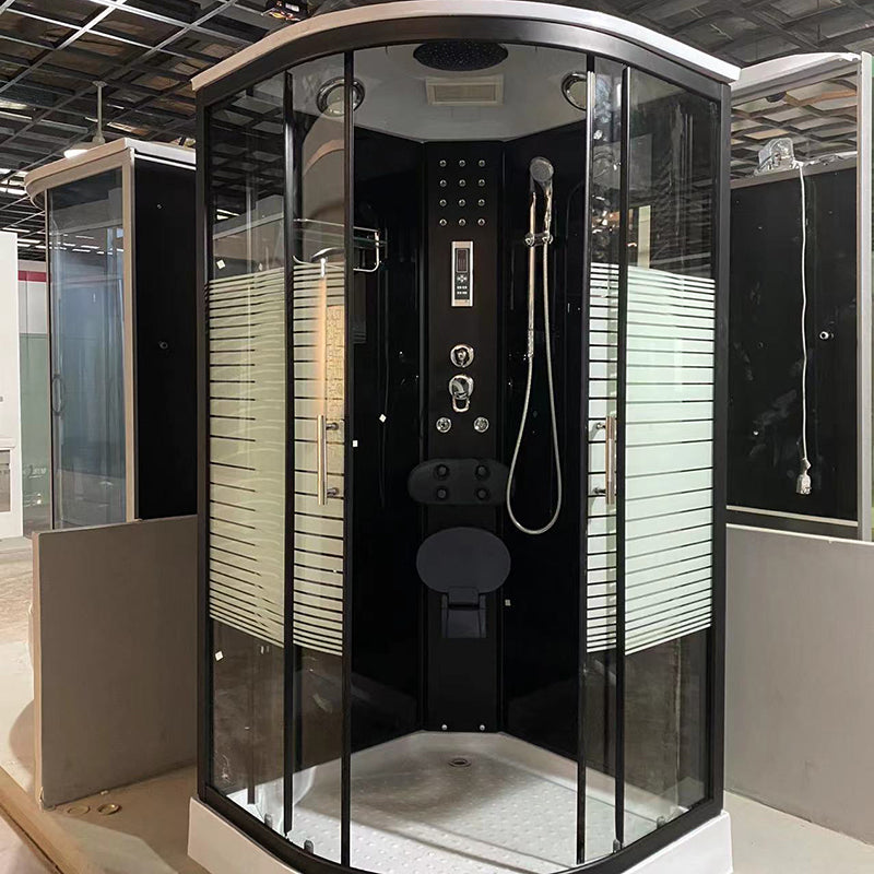 Rounded Shower Stall Double Sliding Shower Stall with Towel Bar Clearhalo 'Bathroom Remodel & Bathroom Fixtures' 'Home Improvement' 'home_improvement' 'home_improvement_shower_stalls_enclosures' 'Shower Stalls & Enclosures' 'shower_stalls_enclosures' 'Showers & Bathtubs' 7161528