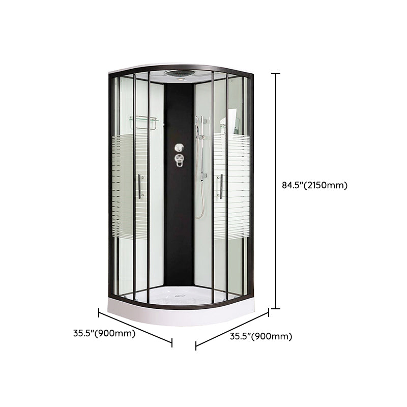 Rounded Shower Stall Double Sliding Shower Stall with Towel Bar Clearhalo 'Bathroom Remodel & Bathroom Fixtures' 'Home Improvement' 'home_improvement' 'home_improvement_shower_stalls_enclosures' 'Shower Stalls & Enclosures' 'shower_stalls_enclosures' 'Showers & Bathtubs' 7161531